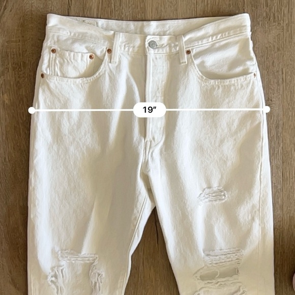 Levi's Premium 501 Big E Tab Cropped Distressed Jeans - High Rise Straight Leg - Picture 14 of 15